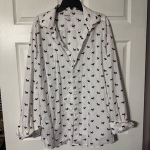 Bar III White Shirt with Red Dog Pattern